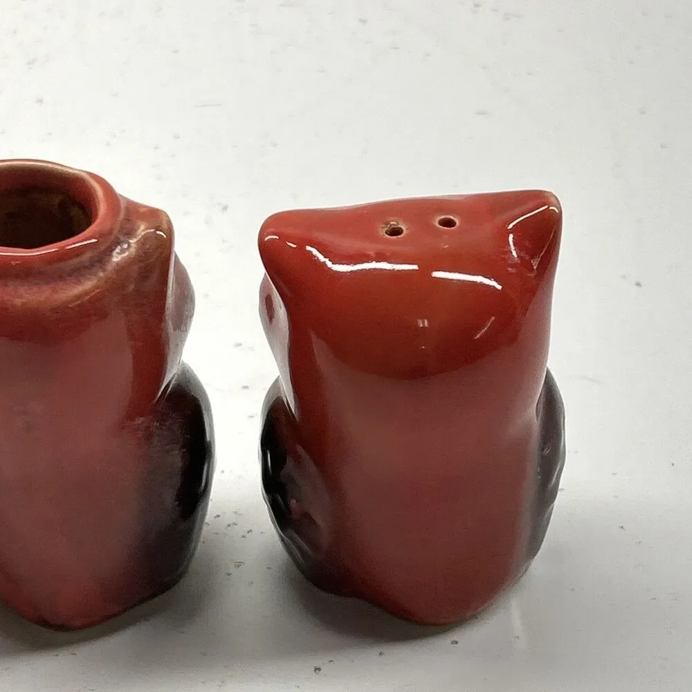 Vintage‎ Owl Salt & Pepper Stackers With Toothpick Holder